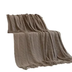 Nordische geometrische Strickdecke – weicher, gemütlicher Überwurf für Betten und Sofas