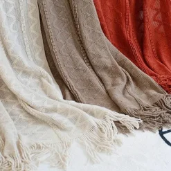 Nordische geometrische Strickdecke – weicher, gemütlicher Überwurf für Betten und Sofas