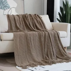 Nordische geometrische Strickdecke – weicher, gemütlicher Überwurf für Betten und Sofas