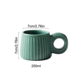 Nordische Keramiktasse mit Retro-Ringgriff, handgefertigte Kaffeetasse für gemütliche Schlucke