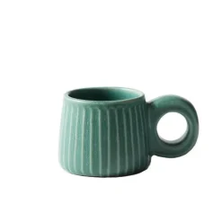 Nordische Keramiktasse mit Retro-Ringgriff, handgefertigte Kaffeetasse für gemütliche Schlucke