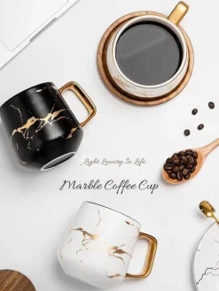 Nordische Marmor-Keramik-Kaffeetassen – Elegantes Designer-Trinkgeschirr
