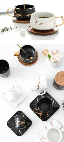 Nordische Marmor-Keramik-Kaffeetassen – Elegantes Designer-Trinkgeschirr