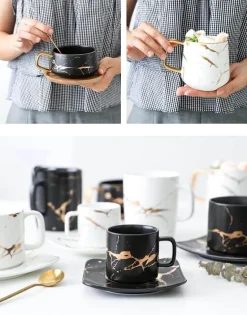 Nordische Marmor-Keramik-Kaffeetassen – Elegantes Designer-Trinkgeschirr