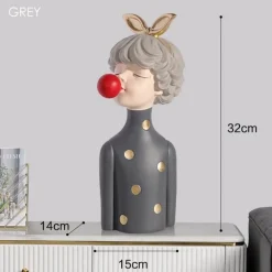 Nordische Mädchen-Skulptur – Bubble Bow-Knot Home Decor Akzent