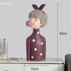 Nordische Mädchen-Skulptur – Bubble Bow-Knot Home Decor Akzent