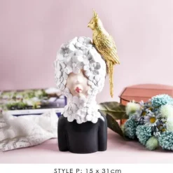 Nordische Mädchen-Skulptur – Bubble Bow-Knot Home Decor Akzent