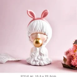 Nordische Mädchen-Skulptur – Bubble Bow-Knot Home Decor Akzent