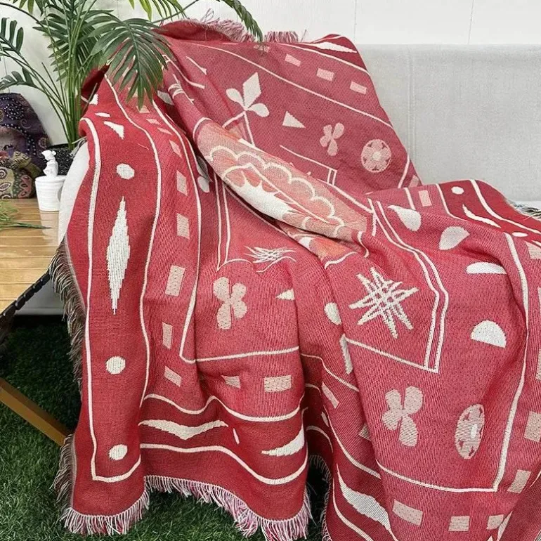Nordische Strickdecke – Bohemian-Überwurf für den Außenbereich für Camping-Wohnzimmerdekor