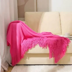 Nordische Strickdecke – Sofadekor aus weicher Wollmischung