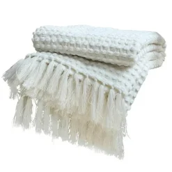 Nordische weiße Strickdecke - Weicher Sofa-Bettbezug für die Heimdekoration