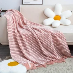 Nordische weiße Strickdecke - Weicher Sofa-Bettbezug für die Heimdekoration