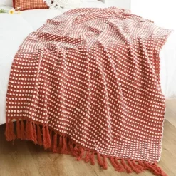 Nordische weiße Strickdecke - Weicher Sofa-Bettbezug für die Heimdekoration
