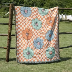 Nordischer Boho-Bettbezug – Stilvolle Jacquard-Bettdecke mit Blumenmuster