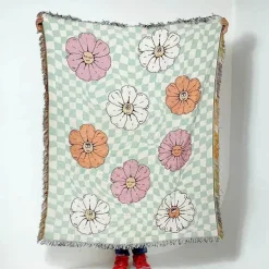 Nordischer Boho-Bettbezug – Stilvolle Jacquard-Bettdecke mit Blumenmuster