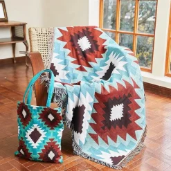 Nordischer Boho-Bettbezug – Stilvolle Jacquard-Bettdecke mit Blumenmuster