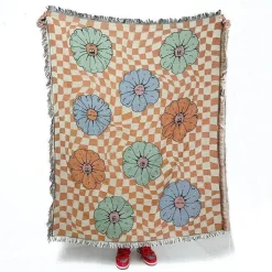 Nordischer Boho-Bettbezug – Stilvolle Jacquard-Bettdecke mit Blumenmuster