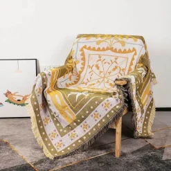 Nordischer Boho-Bettbezug – Stilvolle Jacquard-Bettdecke mit Blumenmuster