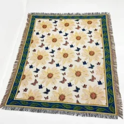 Nordischer Boho-Bettbezug – Stilvolle Jacquard-Bettdecke mit Blumenmuster