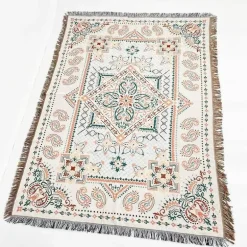 Nordischer Boho-Bettbezug – Stilvolle Jacquard-Bettdecke mit Blumenmuster
