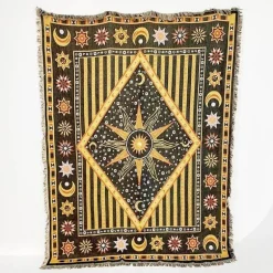 Nordischer Boho-Bettbezug – Stilvolle Jacquard-Bettdecke mit Blumenmuster