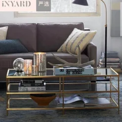 Nordischer Couchtisch aus Glas – Modernes Gold-Silber-Design