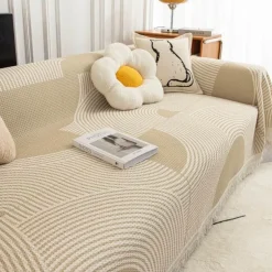 Nordischer gestrickter Sofabezug – weiche, bequeme Überwurfdecke