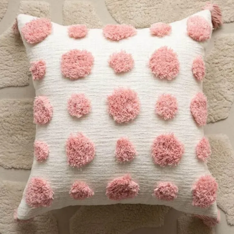Nordischer rosa geometrischer Kissenbezug - 45x45cm Baumwoll-Canvas-Tufted-Hülle