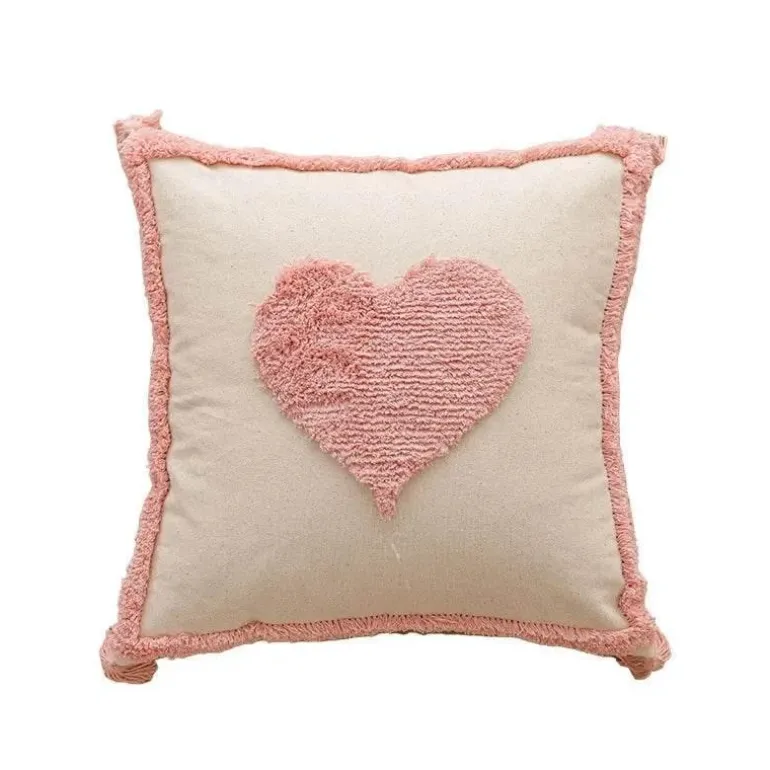 Nordischer rosa geometrischer Kissenbezug - 45x45cm Baumwoll-Canvas-Tufted-Hülle