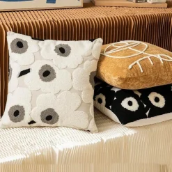 Nordischer Schachbrett-Kissenbezug - Schwarz-Weiß-Plüsch-Kissenbezug