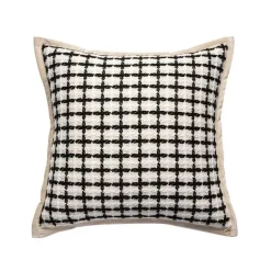 Nordischer Schachbrett-Kissenbezug - Schwarz-Weiß-Plüsch-Kissenbezug