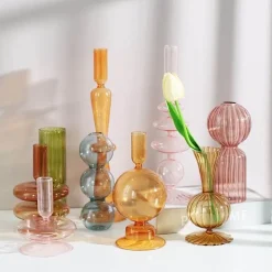 Nordischer stilvoller Kerzenhalter aus Blasenglas