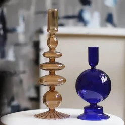 Nordischer stilvoller Kerzenhalter aus Blasenglas