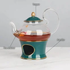 Nordisches Blumentee-Set – Porzellan-Teekanne mit Sieb