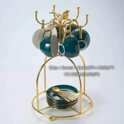 Nordisches Blumentee-Set – Porzellan-Teekanne mit Sieb