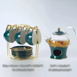 Nordisches Blumentee-Set – Porzellan-Teekanne mit Sieb