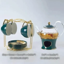 Nordisches Blumentee-Set – Porzellan-Teekanne mit Sieb