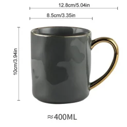 Nordisches Tassenset mit Goldrand – Elegante Kaffeetassen aus Keramik mit Henkeln