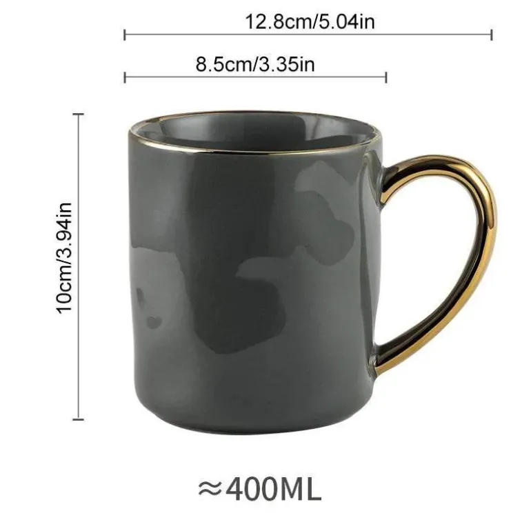 Nordisches Tassenset mit Goldrand – Elegante Kaffeetassen aus Keramik mit Henkeln
