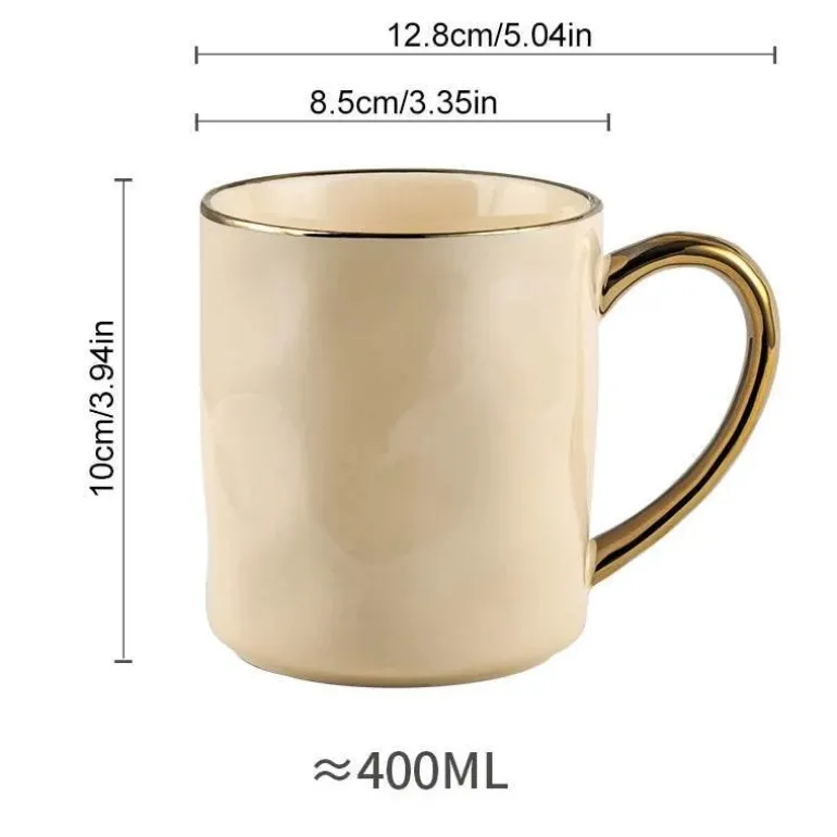 Nordisches Tassenset mit Goldrand – Elegante Kaffeetassen aus Keramik mit Henkeln