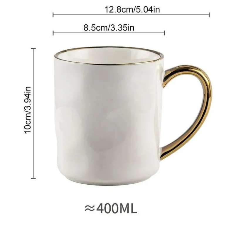Nordisches Tassenset mit Goldrand – Elegante Kaffeetassen aus Keramik mit Henkeln