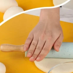 Nudelholz aus Silikon mit Holzgriff – Antihaft-Backwerkzeug