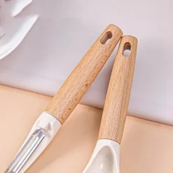 Obst- und Gemüseschäler aus Holz – Klingen aus rostfreiem Stahl