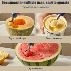 Obstausstecher und Eisportionierer aus Edelstahl – Werkzeug mit doppeltem Verwendungszweck