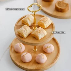 Obstkuchenständer-Set aus Bambus – Eleganter Dessertteller aus Holz für Snacks und Leckereien