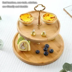 Obstkuchenständer-Set aus Bambus – Eleganter Dessertteller aus Holz für Snacks und Leckereien
