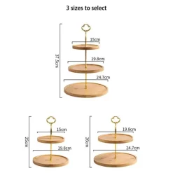 Obstkuchenständer-Set aus Bambus – Eleganter Dessertteller aus Holz für Snacks und Leckereien