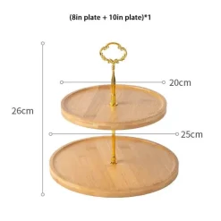 Obstkuchenständer-Set aus Bambus – Eleganter Dessertteller aus Holz für Snacks und Leckereien