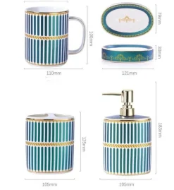 Palazzo Collection Elegant Shower Curtain Set with Coordinating Bathroom Accessories