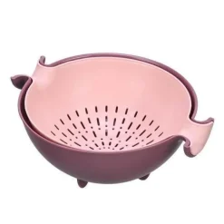 Pastellfarbene Doppel-Abtropfkorbschüssel – Küchensieb und Servierschale